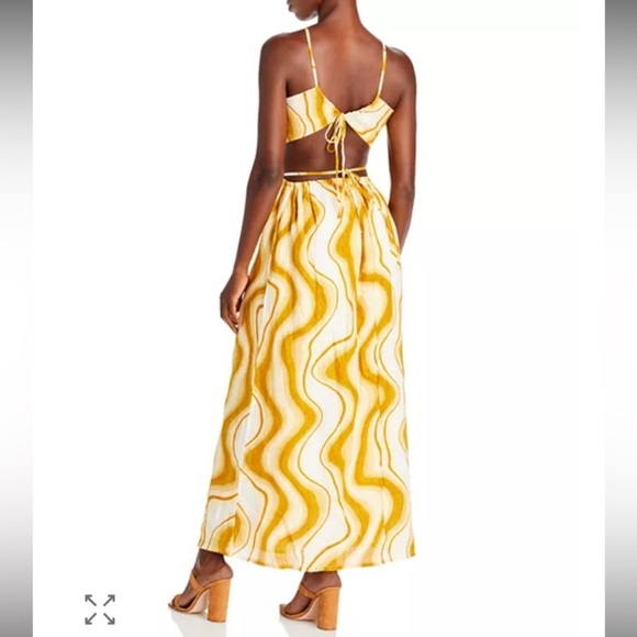 Faithfull the Brand “la puede a” linen halter maxi dress in yellow print. 8 - Picture 2 of 13